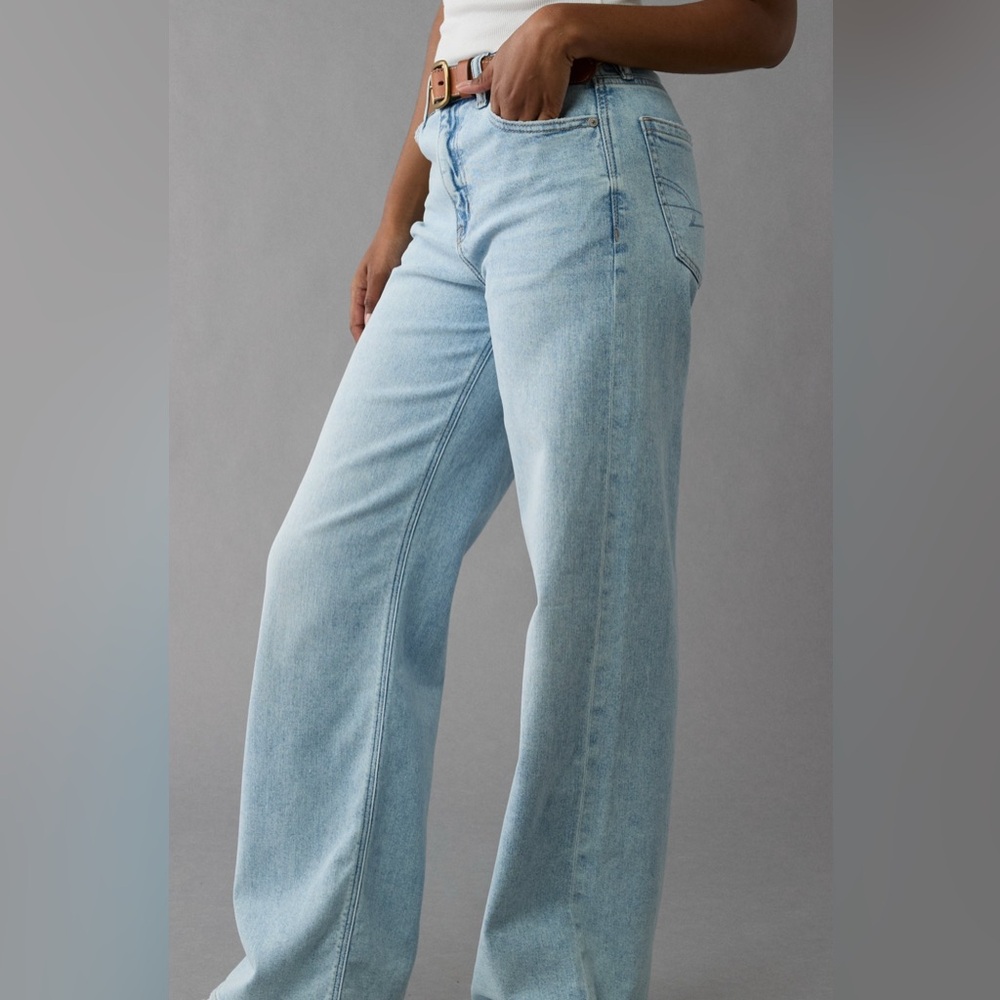 American Eagle Women’s Super High Rise Baggy Wide Leg Dreamy Drape Jeans Sz 10L